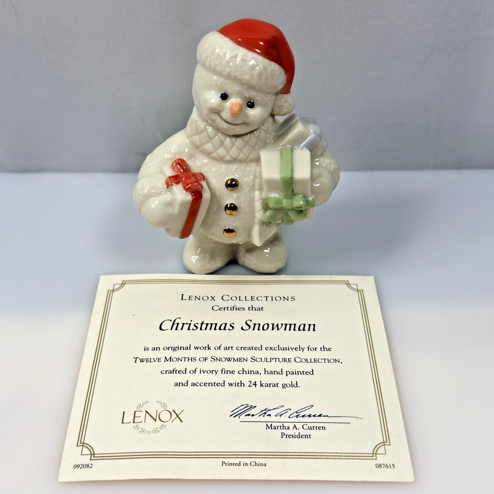 Lenox Christmas Snowman Figurine Twelve Months of Snowmen Fine China 24K Gold